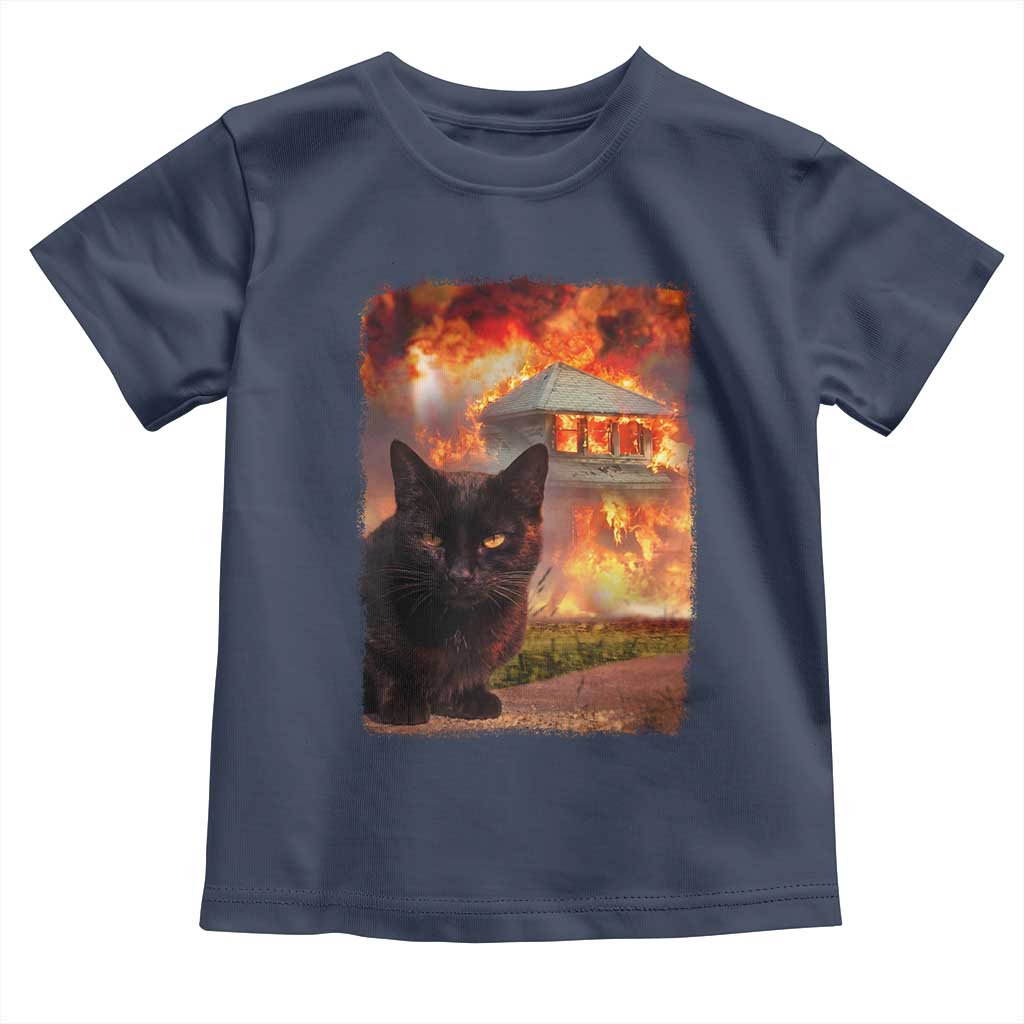 Funny Crazy Cat Selfie Toddler T Shirt Bad Kitty Chaos Humor Graphic TS12 Navy Print Your Wear