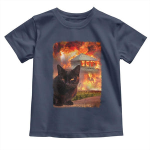 Funny Crazy Cat Selfie Toddler T Shirt Bad Kitty Chaos Humor Graphic TS12 Navy Print Your Wear