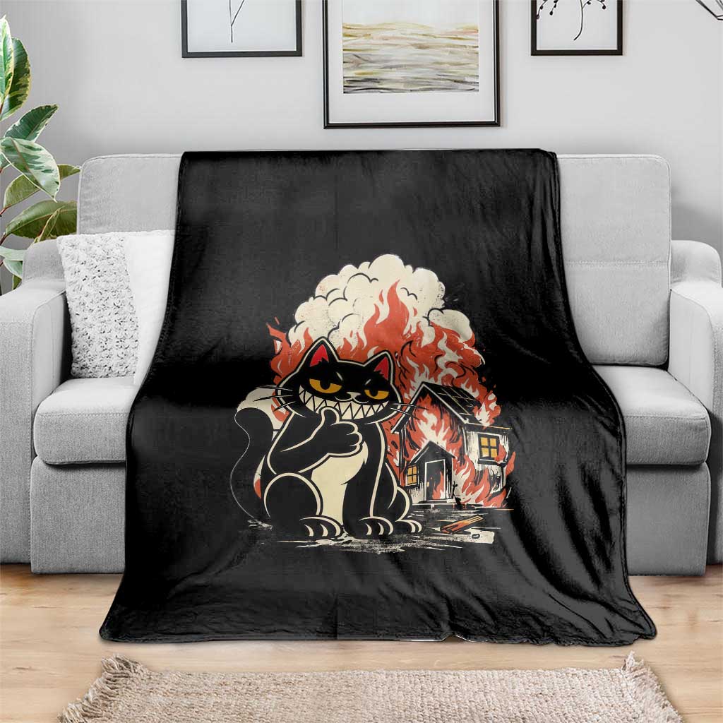 Funny Trouble Maker Cat Throw Blanket Cute Mischief Graphic Gift For Cat Lover TS12 Print Your Wear