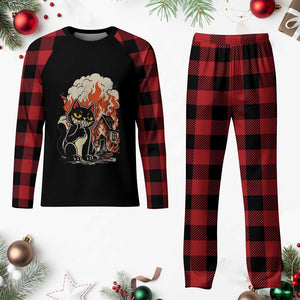 Funny Trouble Maker Cat Plaid Pajama Set Cute Mischief Graphic Gift For Cat Lover TS12 Buffalo Plaid Print Your Wear