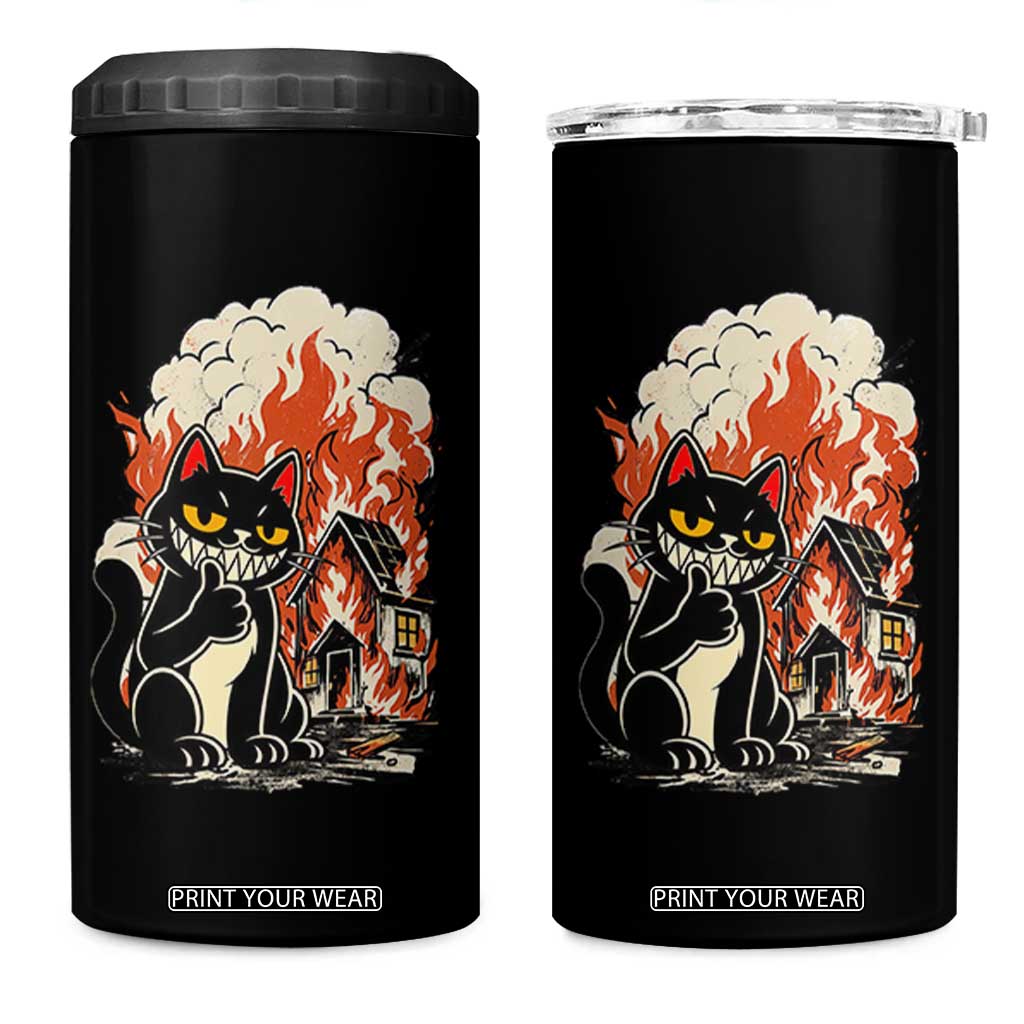 Funny Trouble Maker Cat 4 in 1 Can Cooler Tumbler Cute Mischief Graphic Gift For Cat Lover TS12 One Size: 16 oz Black Print Your Wear