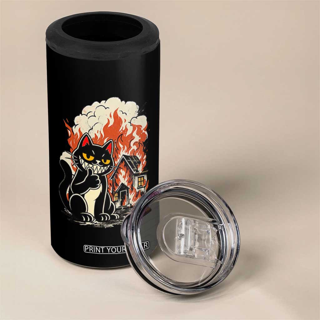 Funny Trouble Maker Cat 4 in 1 Can Cooler Tumbler Cute Mischief Graphic Gift For Cat Lover TS12 Print Your Wear