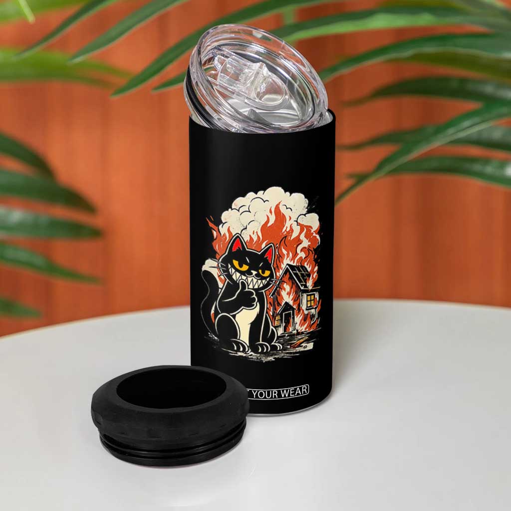 Funny Trouble Maker Cat 4 in 1 Can Cooler Tumbler Cute Mischief Graphic Gift For Cat Lover TS12 Print Your Wear