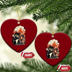 Funny Trouble Maker Cat Ceramic Ornament Cute Mischief Graphic Gift For Cat Lover TS12 Print Your Wear
