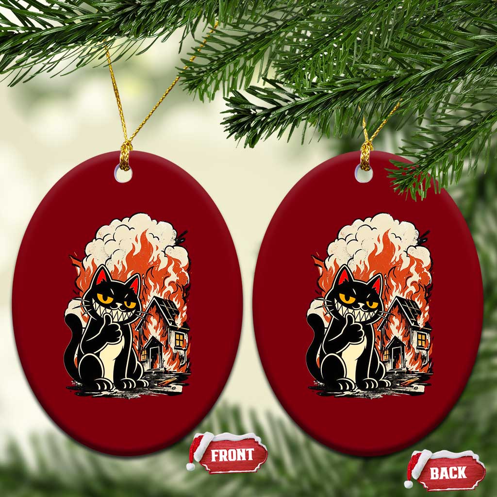 Funny Trouble Maker Cat Ceramic Ornament Cute Mischief Graphic Gift For Cat Lover TS12 Print Your Wear