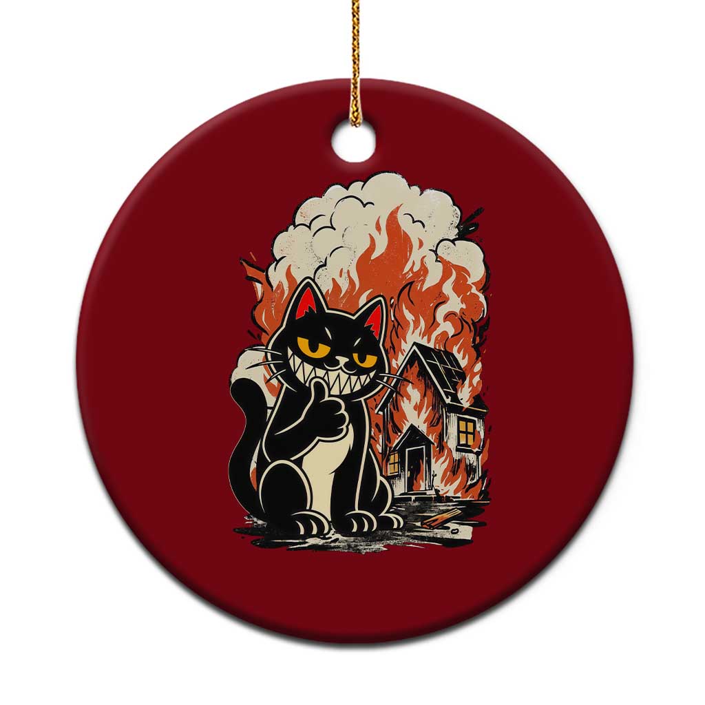 Funny Trouble Maker Cat Ceramic Ornament Cute Mischief Graphic Gift For Cat Lover TS12 1pc Red Print Your Wear