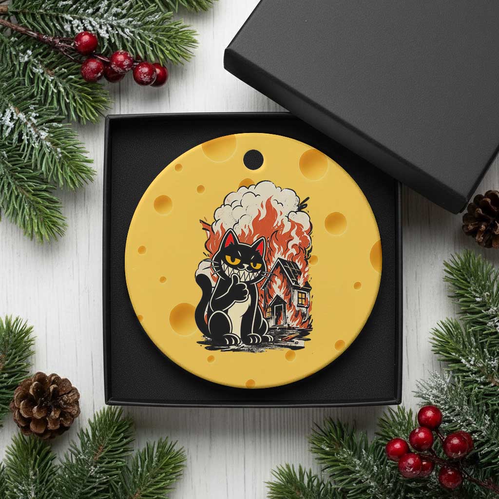 Funny Trouble Maker Cat Ceramic Ornament Cute Mischief Graphic Gift For Cat Lover TS12 1pc Yellow Cheese Print Your Wear