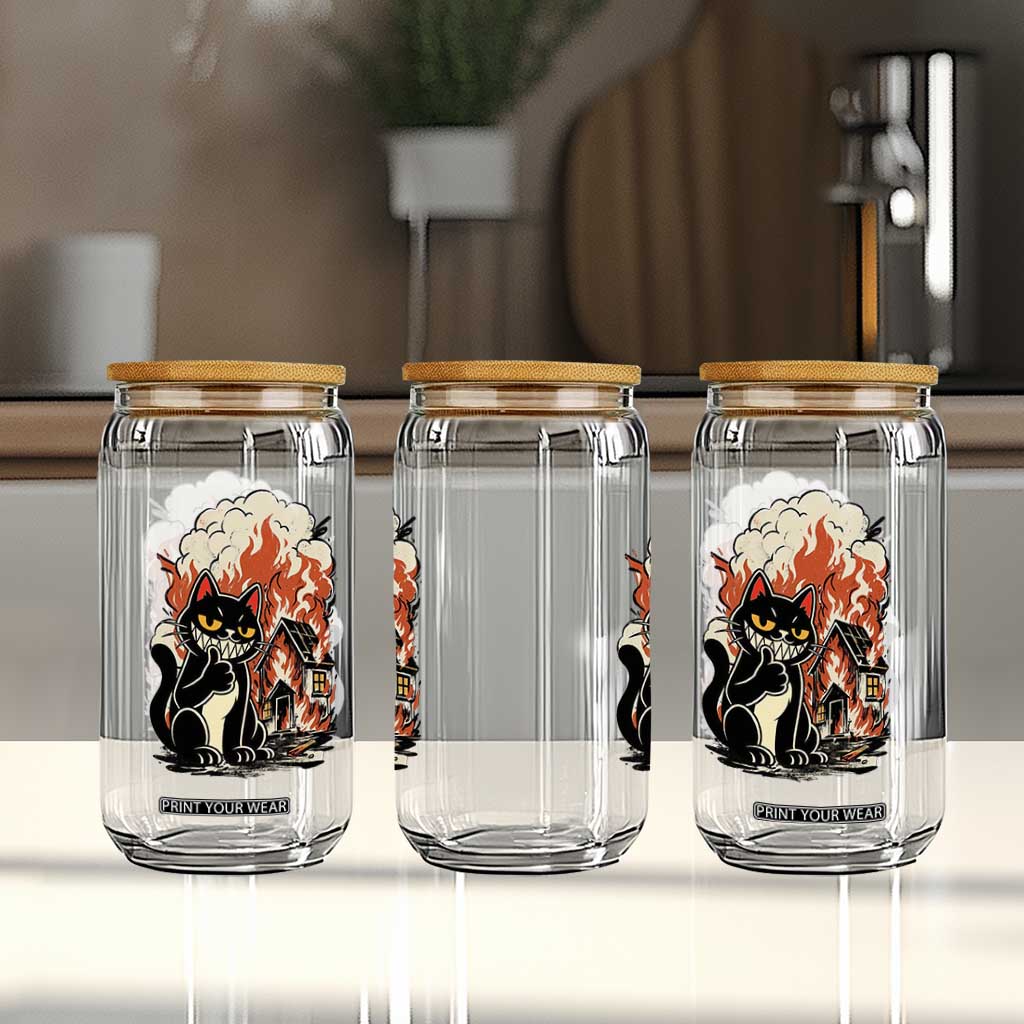 Funny Trouble Maker Cat Glass Can Cute Mischief Graphic Gift For Cat Lover TS12 Print Your Wear