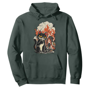 Funny Trouble Maker Cat Hoodie Cute Mischief Graphic Gift For Cat Lover TS12 Dark Forest Green Print Your Wear