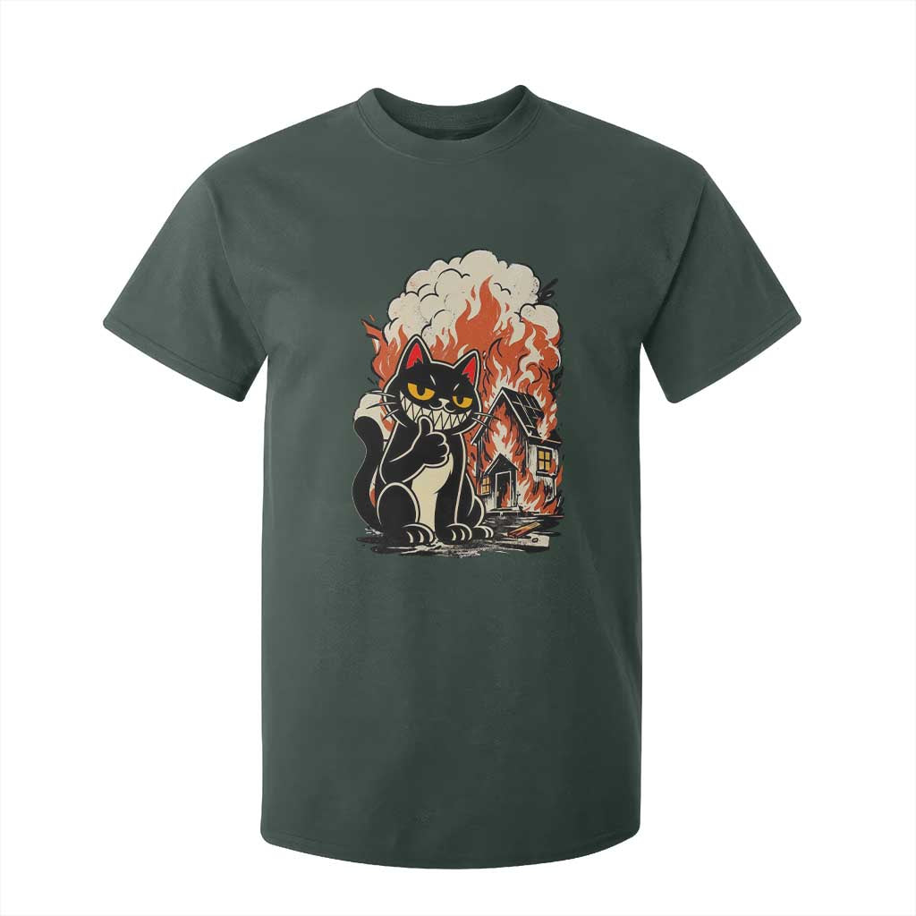 Funny Trouble Maker Cat T Shirt For Kid Cute Mischief Graphic Gift For Cat Lover TS12 Dark Forest Green Print Your Wear