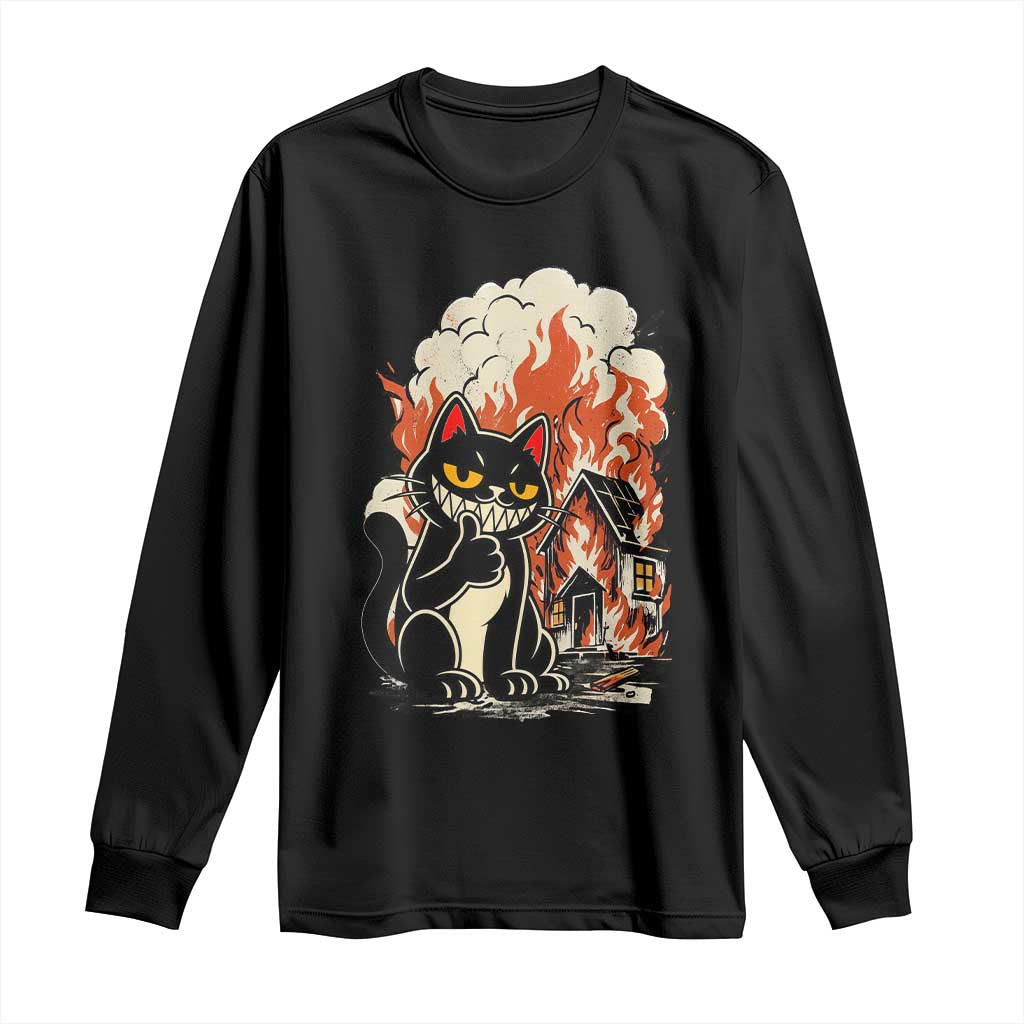 Funny Trouble Maker Cat Long Sleeve Shirt Cute Mischief Graphic Gift For Cat Lover TS12 Black Print Your Wear