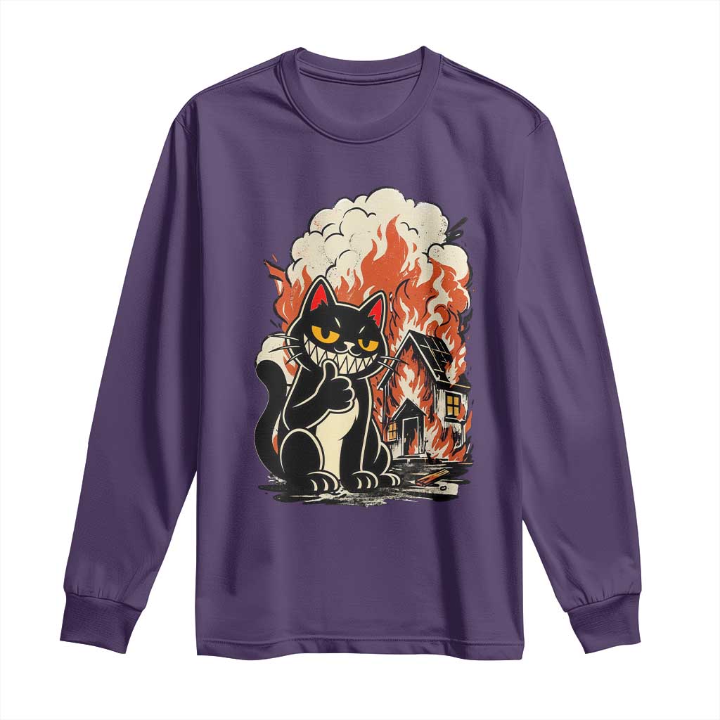 Funny Trouble Maker Cat Long Sleeve Shirt Cute Mischief Graphic Gift For Cat Lover TS12 Purple Print Your Wear