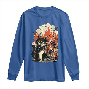 Funny Trouble Maker Cat Long Sleeve Shirt Cute Mischief Graphic Gift For Cat Lover TS12 Royal Blue Print Your Wear