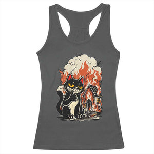 Funny Trouble Maker Cat Racerback Tank Top Cute Mischief Graphic Gift For Cat Lover TS12 Dark Heather Print Your Wear