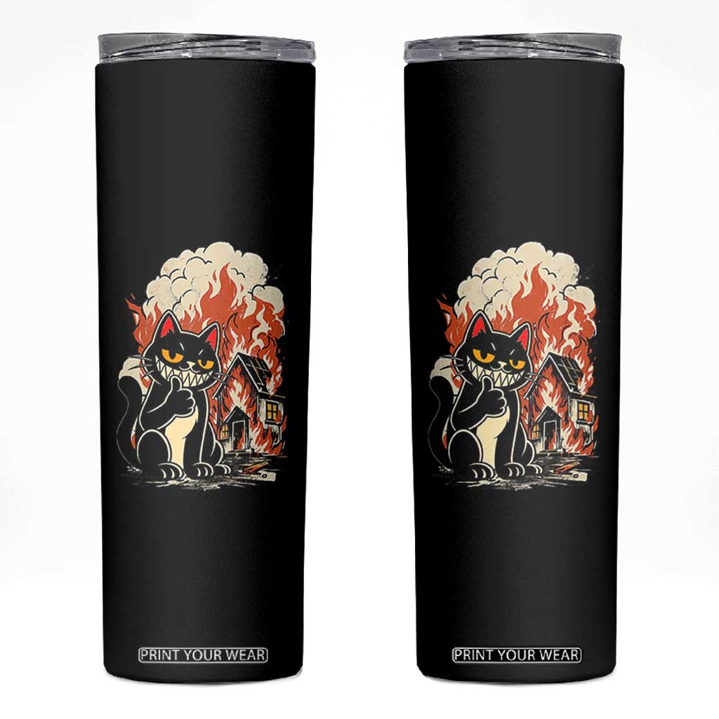 Funny Trouble Maker Cat Skinny Tumbler Cute Mischief Graphic Gift For Cat Lover TS12 Black Print Your Wear