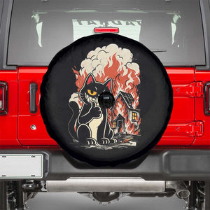 Funny Trouble Maker Cat Spare Tire Cover Cute Mischief Graphic Gift For Cat Lover TS12 Black Print Your Wear