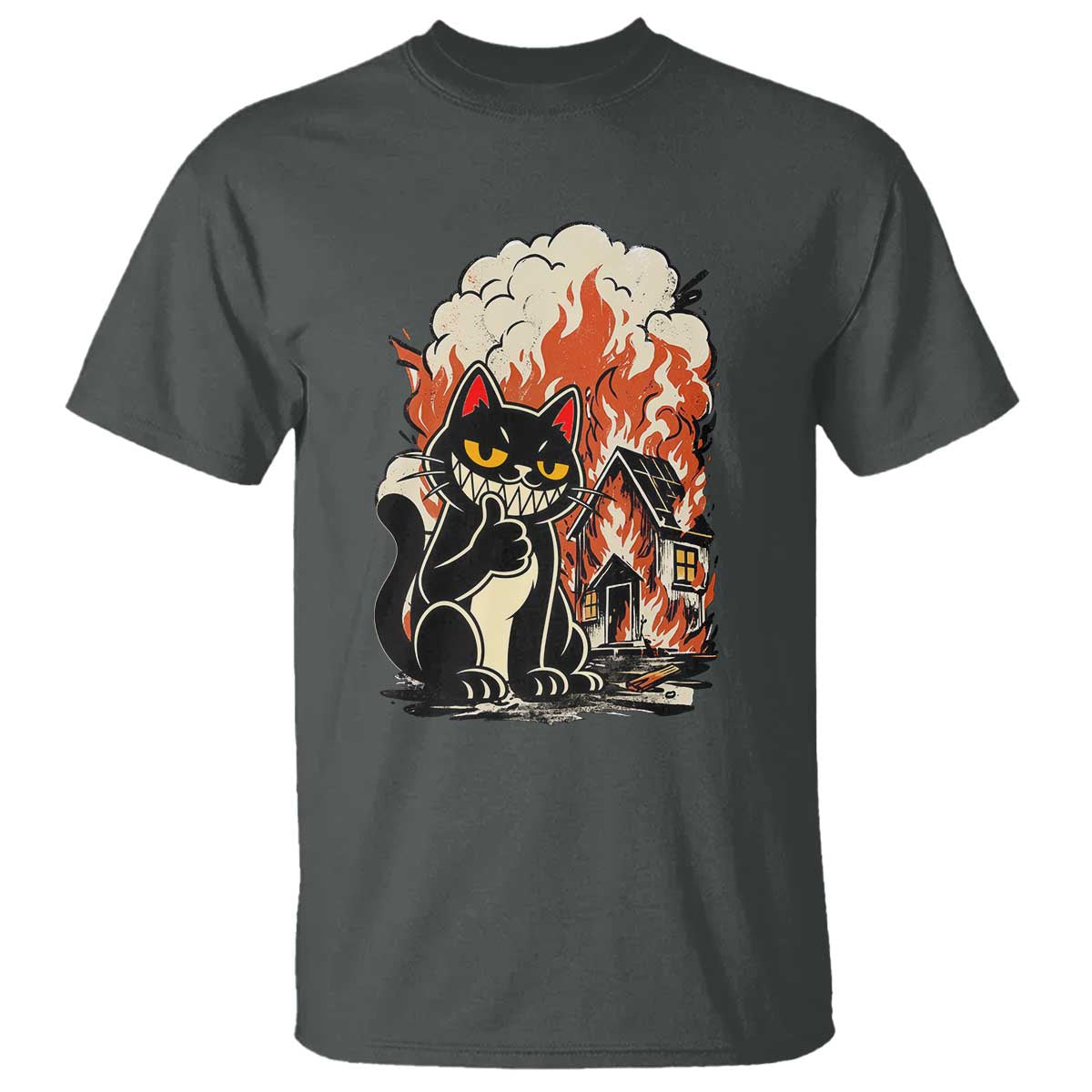 Funny Trouble Maker Cat T Shirt Cute Mischief Graphic Gift For Cat Lover TS12 Dark Heather Print Your Wear