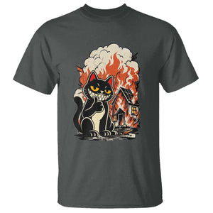 Funny Trouble Maker Cat T Shirt Cute Mischief Graphic Gift For Cat Lover TS12 Dark Heather Print Your Wear
