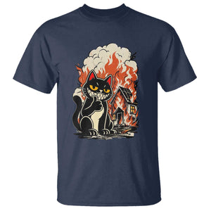 Funny Trouble Maker Cat T Shirt Cute Mischief Graphic Gift For Cat Lover TS12 Navy Print Your Wear