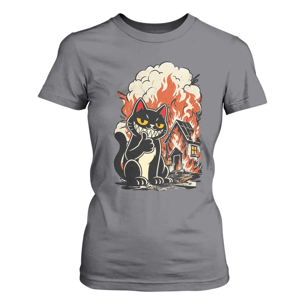 Funny Trouble Maker Cat T Shirt For Women Cute Mischief Graphic Gift For Cat Lover TS12 Charcoal Print Your Wear