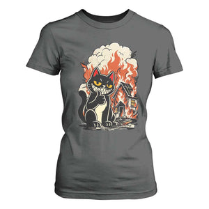 Funny Trouble Maker Cat T Shirt For Women Cute Mischief Graphic Gift For Cat Lover TS12 Dark Heather Print Your Wear