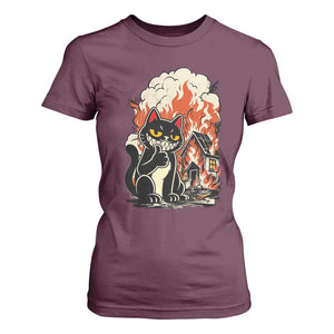 Funny Trouble Maker Cat T Shirt For Women Cute Mischief Graphic Gift For Cat Lover TS12 Maroon Print Your Wear