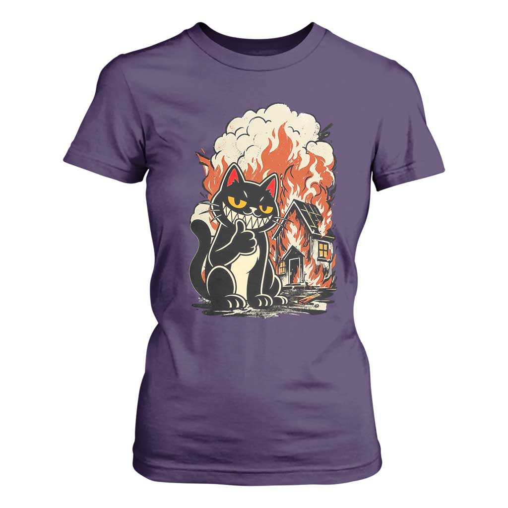 Funny Trouble Maker Cat T Shirt For Women Cute Mischief Graphic Gift For Cat Lover TS12 Purple Print Your Wear
