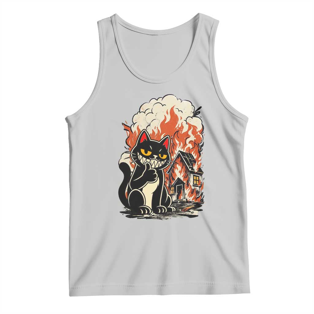 Funny Trouble Maker Cat Tank Top Cute Mischief Graphic Gift For Cat Lover TS12 Ash Print Your Wear