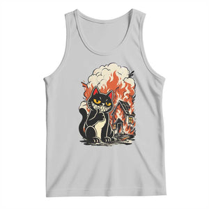 Funny Trouble Maker Cat Tank Top Cute Mischief Graphic Gift For Cat Lover TS12 Ash Print Your Wear