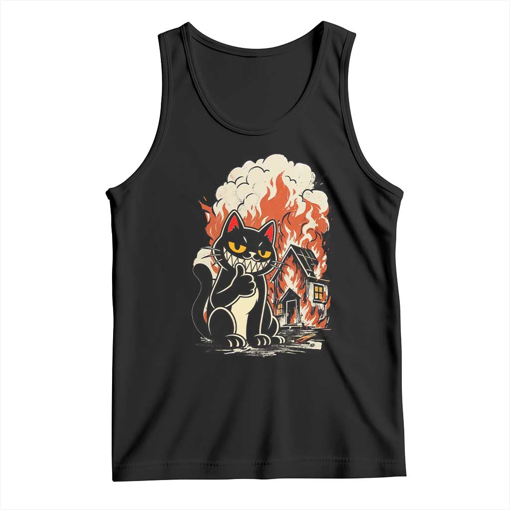 Funny Trouble Maker Cat Tank Top Cute Mischief Graphic Gift For Cat Lover TS12 Black Print Your Wear