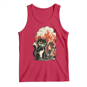 Funny Trouble Maker Cat Tank Top Cute Mischief Graphic Gift For Cat Lover TS12 Red Print Your Wear