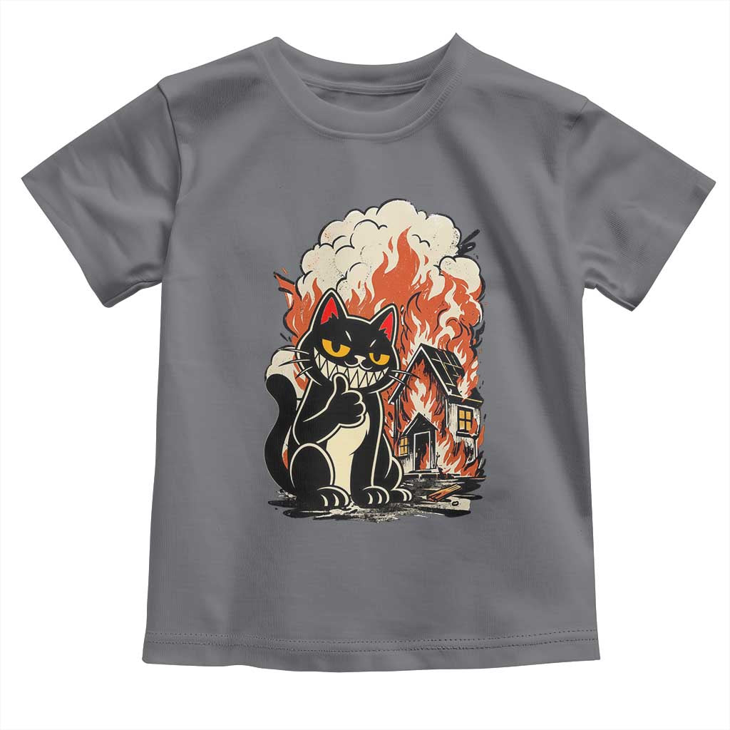 Funny Trouble Maker Cat Toddler T Shirt Cute Mischief Graphic Gift For Cat Lover TS12 Charcoal Print Your Wear