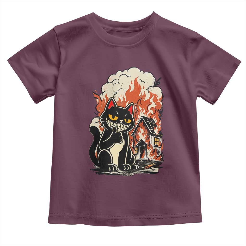 Funny Trouble Maker Cat Toddler T Shirt Cute Mischief Graphic Gift For Cat Lover TS12 Maroon Print Your Wear