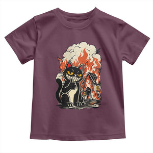 Funny Trouble Maker Cat Toddler T Shirt Cute Mischief Graphic Gift For Cat Lover TS12 Maroon Print Your Wear