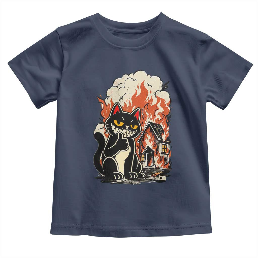 Funny Trouble Maker Cat Toddler T Shirt Cute Mischief Graphic Gift For Cat Lover TS12 Navy Print Your Wear