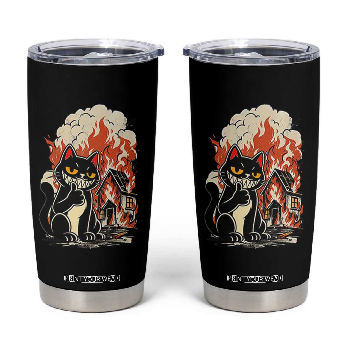 Funny Trouble Maker Cat Tumbler Cup Cute Mischief Graphic Gift For Cat Lover TS12 Black Print Your Wear