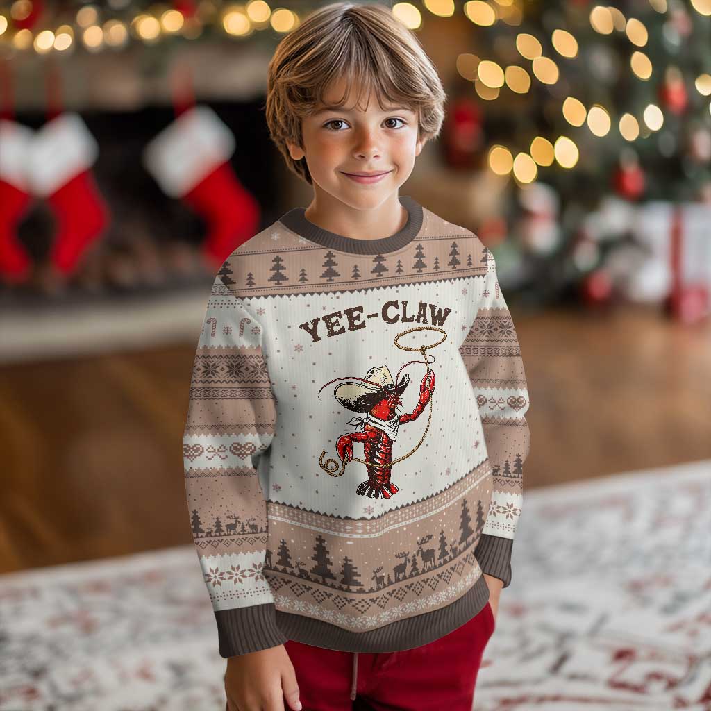 Yee Claw Ugly Christmas Sweater Funny Crawfish Cajun Seafood Festival TS12 Mocha Mousse Print Your Wear