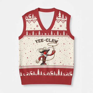 Yee Claw V-Neck Knit Sweater Vest Funny Crawfish Cajun Seafood Festival TS12 Beige Red Print Your Wear