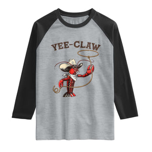 Yee Claw Raglan Shirt Funny Crawfish Cajun Seafood Festival TS12 Heather Gray Black Print Your Wear