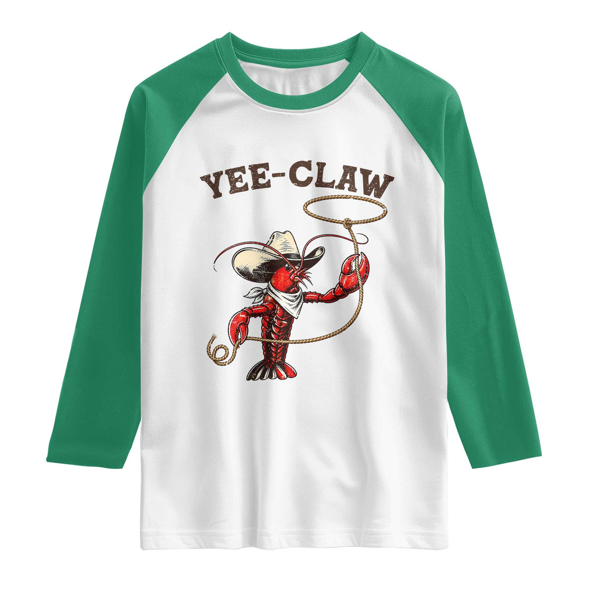 Yee Claw Raglan Shirt Funny Crawfish Cajun Seafood Festival TS12 White Kelly Green Print Your Wear
