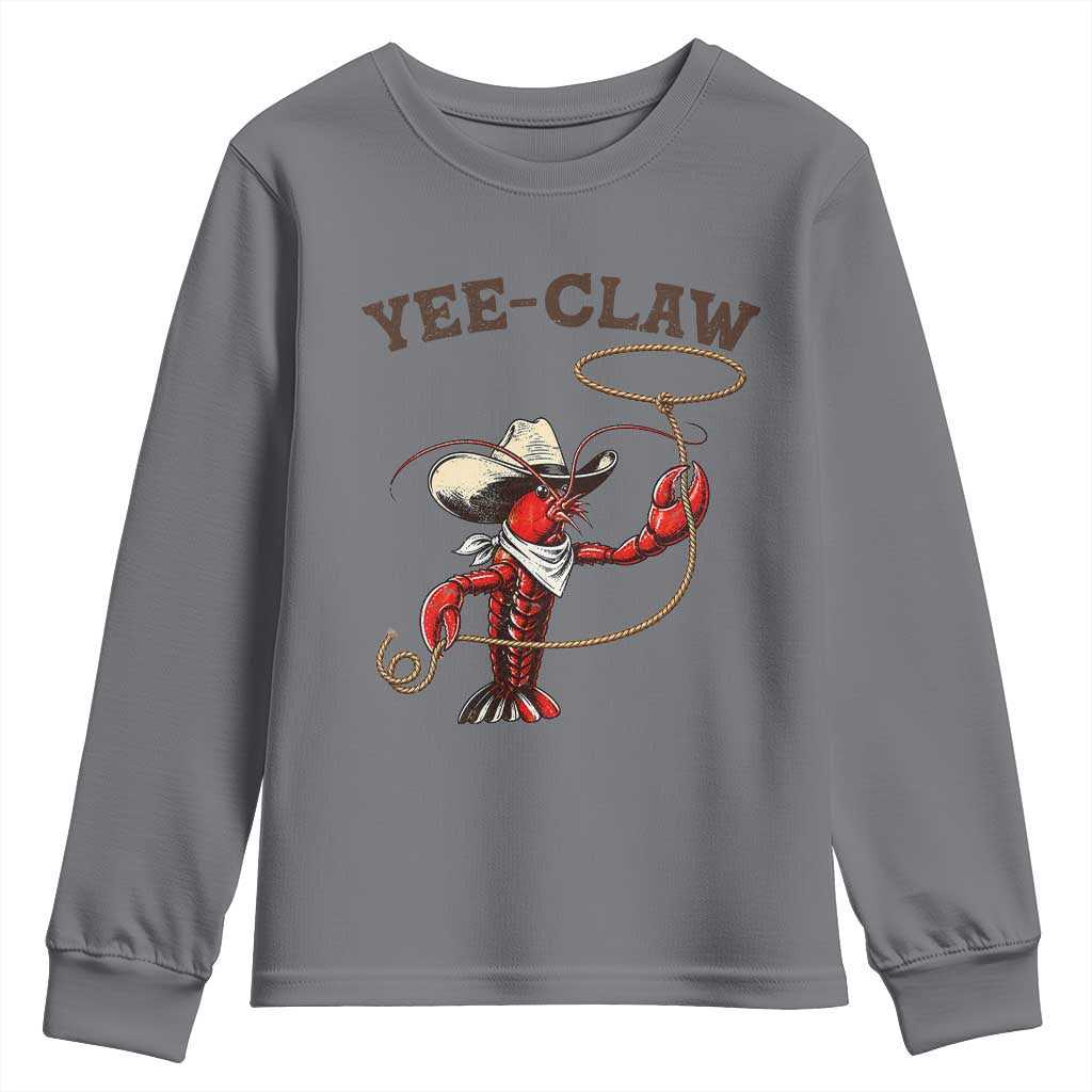 Yee Claw Youth Sweatshirt Funny Crawfish Cajun Seafood Festival TS12 Charcoal Print Your Wear