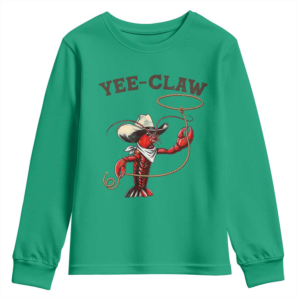 Yee Claw Youth Sweatshirt Funny Crawfish Cajun Seafood Festival TS12 Irish Green Print Your Wear