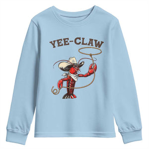Yee Claw Youth Sweatshirt Funny Crawfish Cajun Seafood Festival TS12 Light Blue Print Your Wear