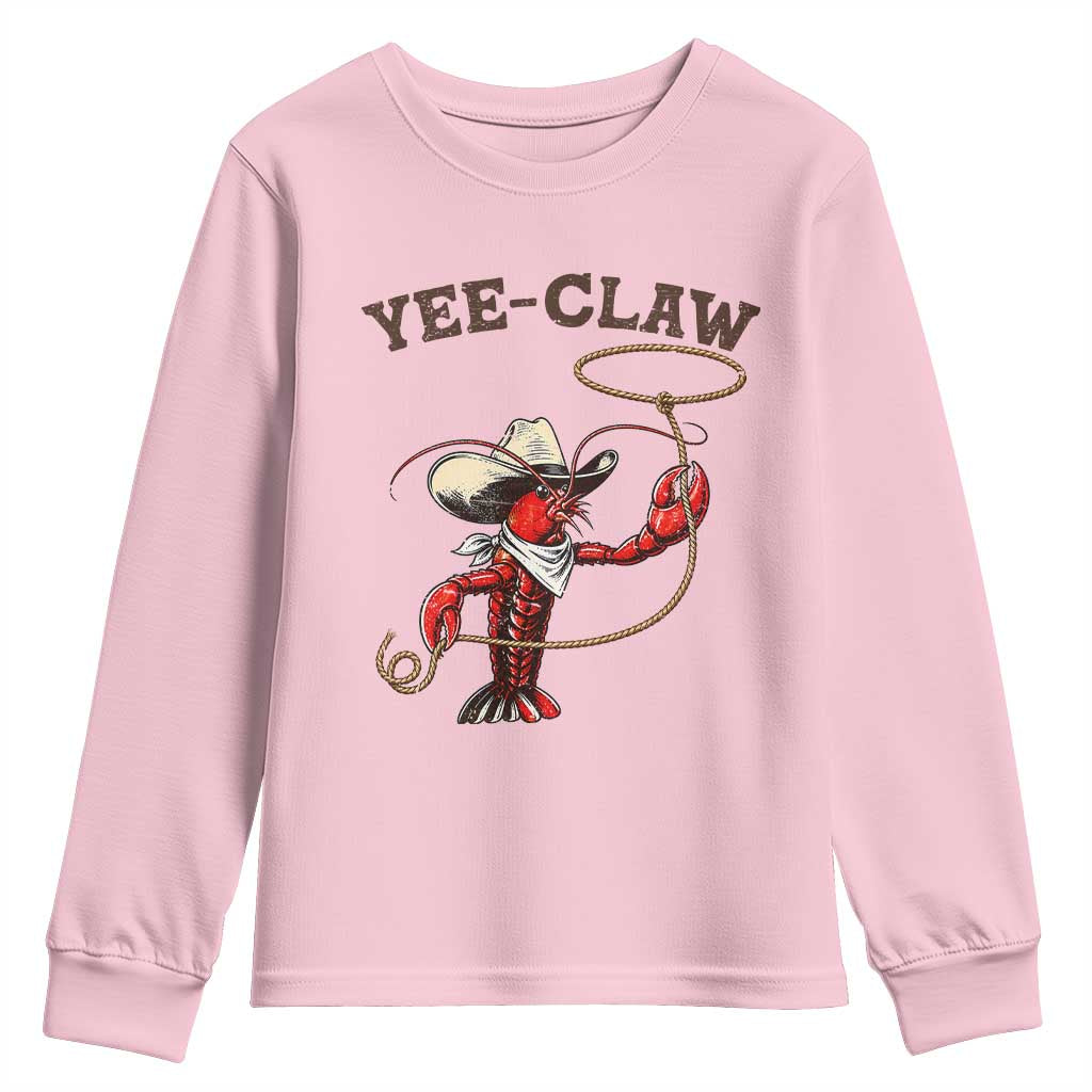 Yee Claw Youth Sweatshirt Funny Crawfish Cajun Seafood Festival TS12 Light Pink Print Your Wear