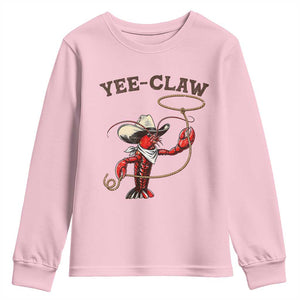 Yee Claw Youth Sweatshirt Funny Crawfish Cajun Seafood Festival TS12 Light Pink Print Your Wear