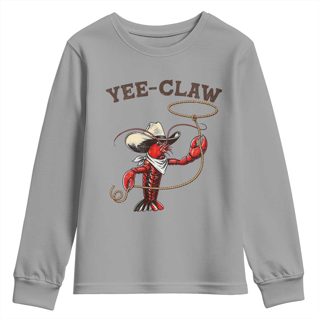 Yee Claw Youth Sweatshirt Funny Crawfish Cajun Seafood Festival TS12 Sport Gray Print Your Wear