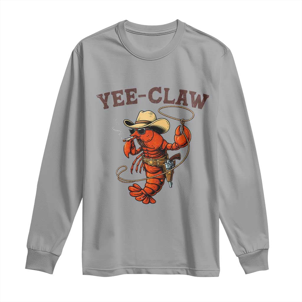Yee Claw Southern Crawfish Long Sleeve Shirt Funny Seafood Party Graphic TS12 Sport Gray Print Your Wear