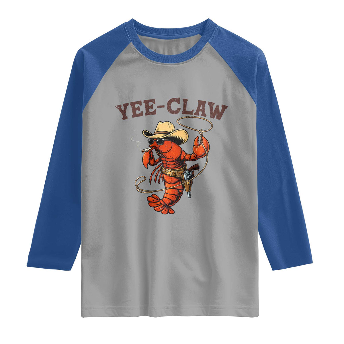 Yee Claw Southern Crawfish Raglan Shirt Funny Seafood Party Graphic TS12 Sport Gray Royal Print Your Wear
