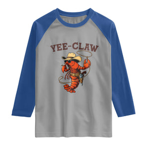 Yee Claw Southern Crawfish Raglan Shirt Funny Seafood Party Graphic TS12 Sport Gray Royal Print Your Wear