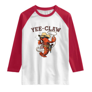 Yee Claw Southern Crawfish Raglan Shirt Funny Seafood Party Graphic TS12 White Red Print Your Wear